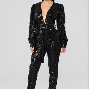 Black Sequin Jumpsuit